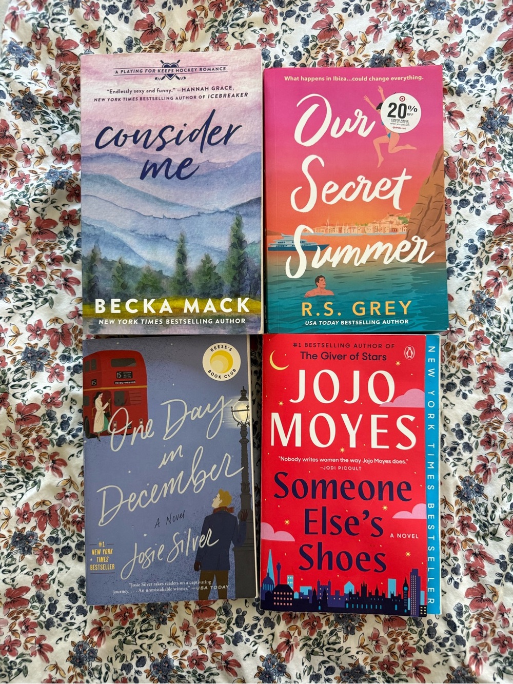 Set of 4 assorted contemporary romance Paperback Novels – mixed authors